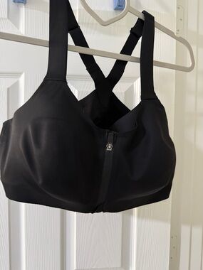Victoria's Secret Black Front-Zip Crisscross Sports Bra